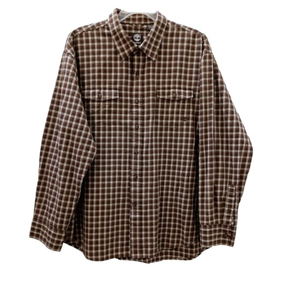 Timberland Other - Timberland Mens Flannel Shirt 2XL Brown Plaid Button Down Workwear